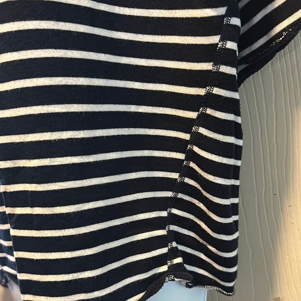 Gap M Petite Black & White Striped Roll Neck Top - Relaxed Fit, Short Sleeve - Picture 7 of 12